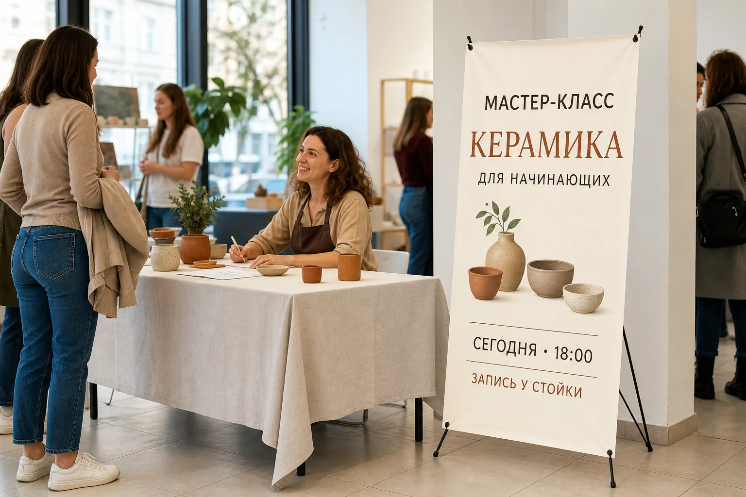Стенд «Паук» с рекламой в небольшой промозоне